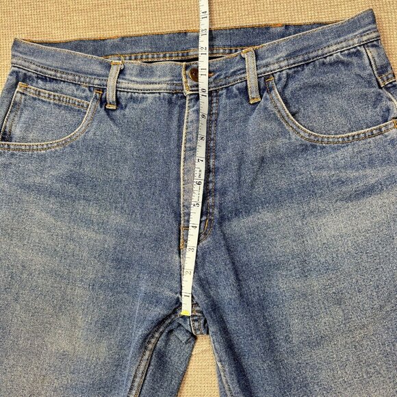 Key Jeans Mens Blue Denim Straight Leg Pants Flannel Lined Pockets Size 34X32 - Picture 10 of 12